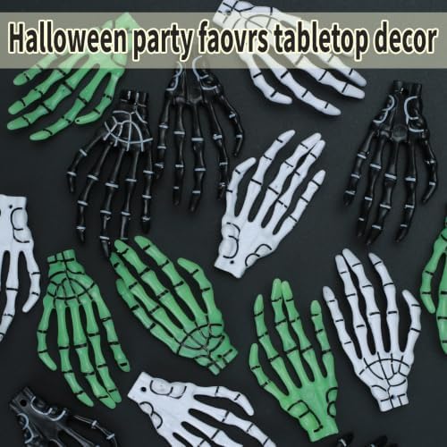 24 Pcs 2.8 Inch Small Skeleton Hand Bone Halloween, Human Skull Hand Bulk for Craft Hanging Ornaments Haunted House Accessories