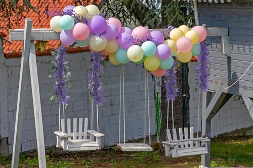 RECUTMS 2Pcs Artificial Wisteria Garlands 5.6Ft Plastic Hanging Vines Purple