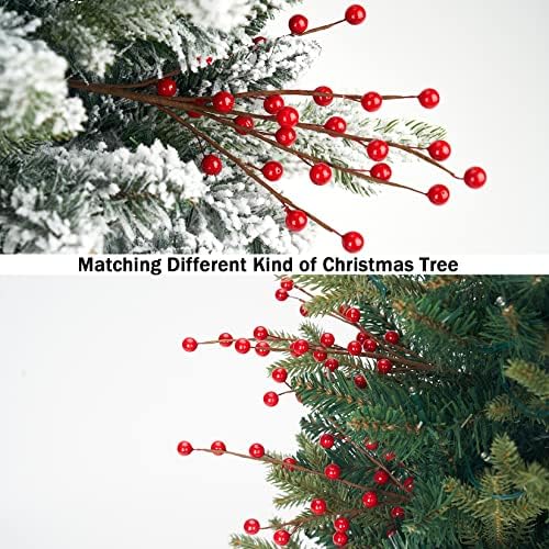 Christmas Berries Picks Red 14 Inches Set of 12 Tree Topper Decor