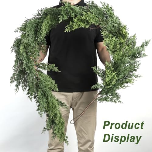 Artgar 9 Ft Christmas Cedar Garland - Realistic Greenery Cypress Garlands