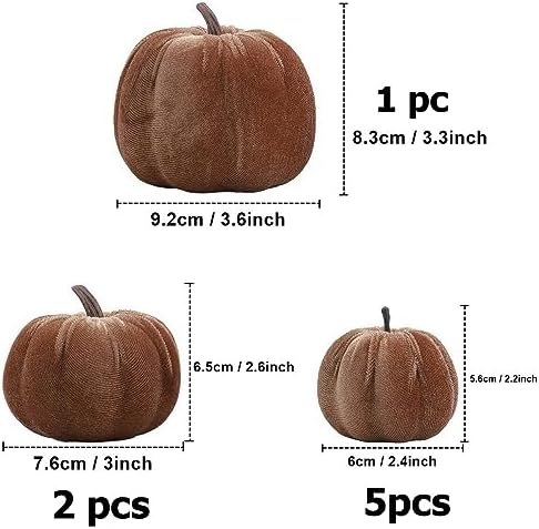 Woration 8pcs Velvet Champagne Pumpkins Artificial Home Party Decorative