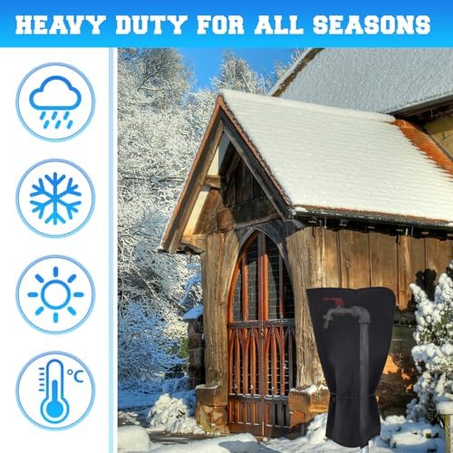 Glooglitter 2 Pcs 25.2"x14" Electric Heated Outdoor Faucet Cover for Winter Freeze Protection Heating Hose Bib Covers for Winter, Water Pipe Heater for Garden Faucet Insulated Spigot Protector, Black