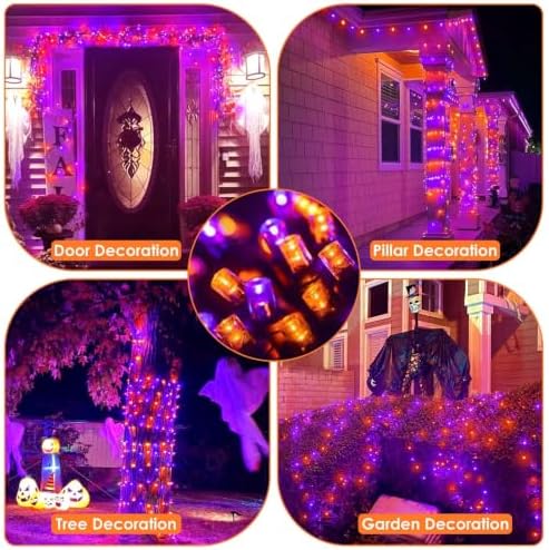 Connectable 88Ft 240LED Halloween Lights Outdoor Indoor, Purple & Orange