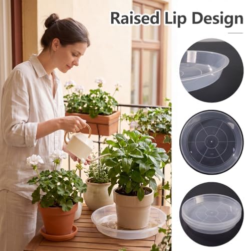 ondware 20 Pack 12 Inch Plant Saucers, Round Plastic Drip Trays