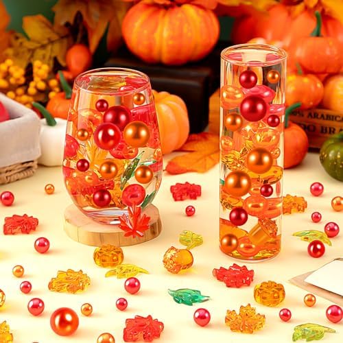 120Pcs Fall Vase Filler, Thanksgiving Faux Pearls for Table Centerpieces