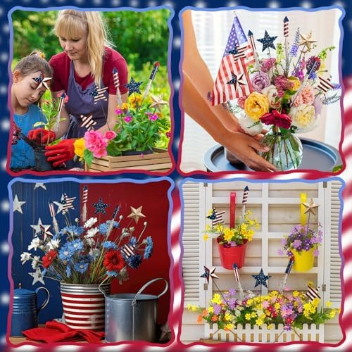 Shimeyao 8 Pcs Metal 4th of July American Garden Stakes Patriotic Metal Garden Signs 12 Inch Barn Star Independence Day Yard Signs Outdoor Decor for Home Lawn Porch Holiday Front Backyard