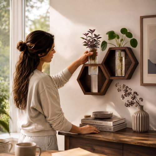 AVERGO Wall Plant Decor (1-Pack), Acacia Wood Indoor Wall Planter
