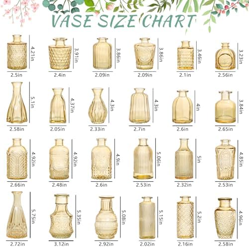 SUPMIND Glass Bud Vases Set of 24, Small Gold Amber Flower Vases in Bulk