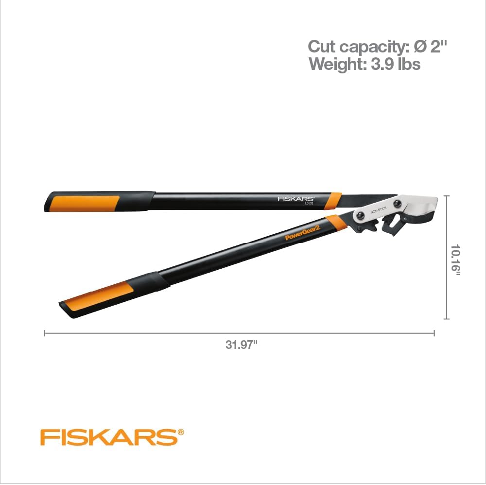 Fiskars 32” PowerGear2 Garden Bypass Loppers, 2" Cut Capacity Tree Trimmer | Tree Branch Cutter for Thick Branches