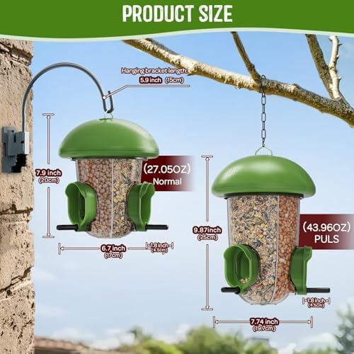 LONA Bird Feeder with 3 Compartments, Dome Bird Feeder for Outdoors, Plus