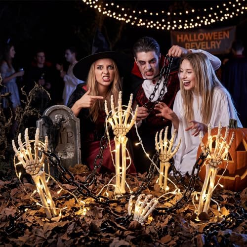 Junkin 12 Pcs Halloween Decorations Outdoor, Skeleton Arms Stakes Kit