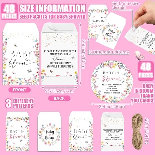 Reallnaive Baby Shower Party Favors Baby in Bloom Envelopes Seed Packets
