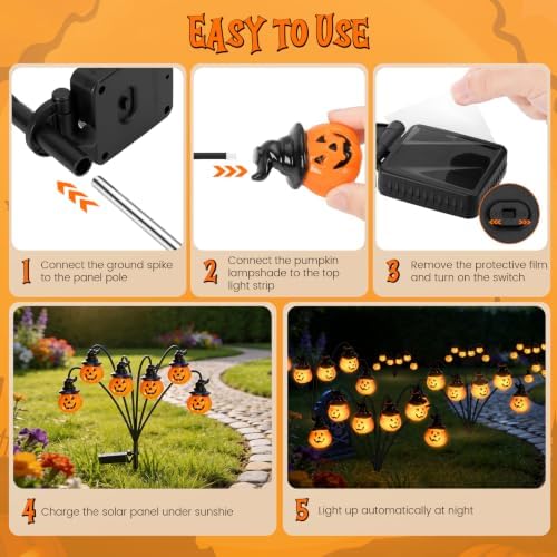 4 Pack Pumpkin Solar Halloween Lights Outdoor,Halloween Decorations