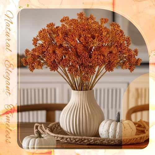 Thiccywoov 6 Pack Fall Yarrow Achillea Stems, Artificial Flower Picks