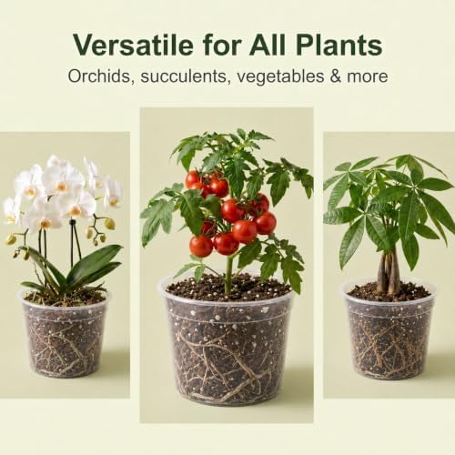 24 Pack 6/8/10 Inch Clear Nursery Pots with Drainage, Large Clear Plant Pot