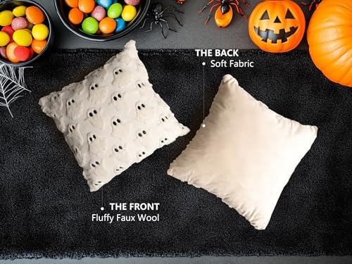 Halloween Pillow Covers 18x18 Set of 2 Beige Ghost Farmhouse Home Decor