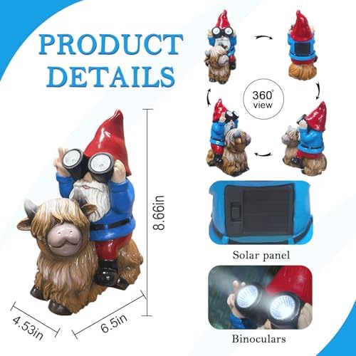Solar Highland Cow Gnome Garden Statues Large Outdoor Decor