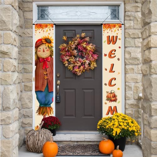 Fall Decor Banner,Scarecrow Thanksgiving Decorations Autumn Banner