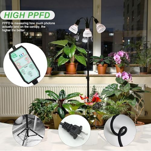 Grow Light, 5500K (240 Watts Equiv) White Full Spectrum Plant Growing Lamp for Indoor Plants,LED Bulbs Replaceable,Adjustable Heigh 61''