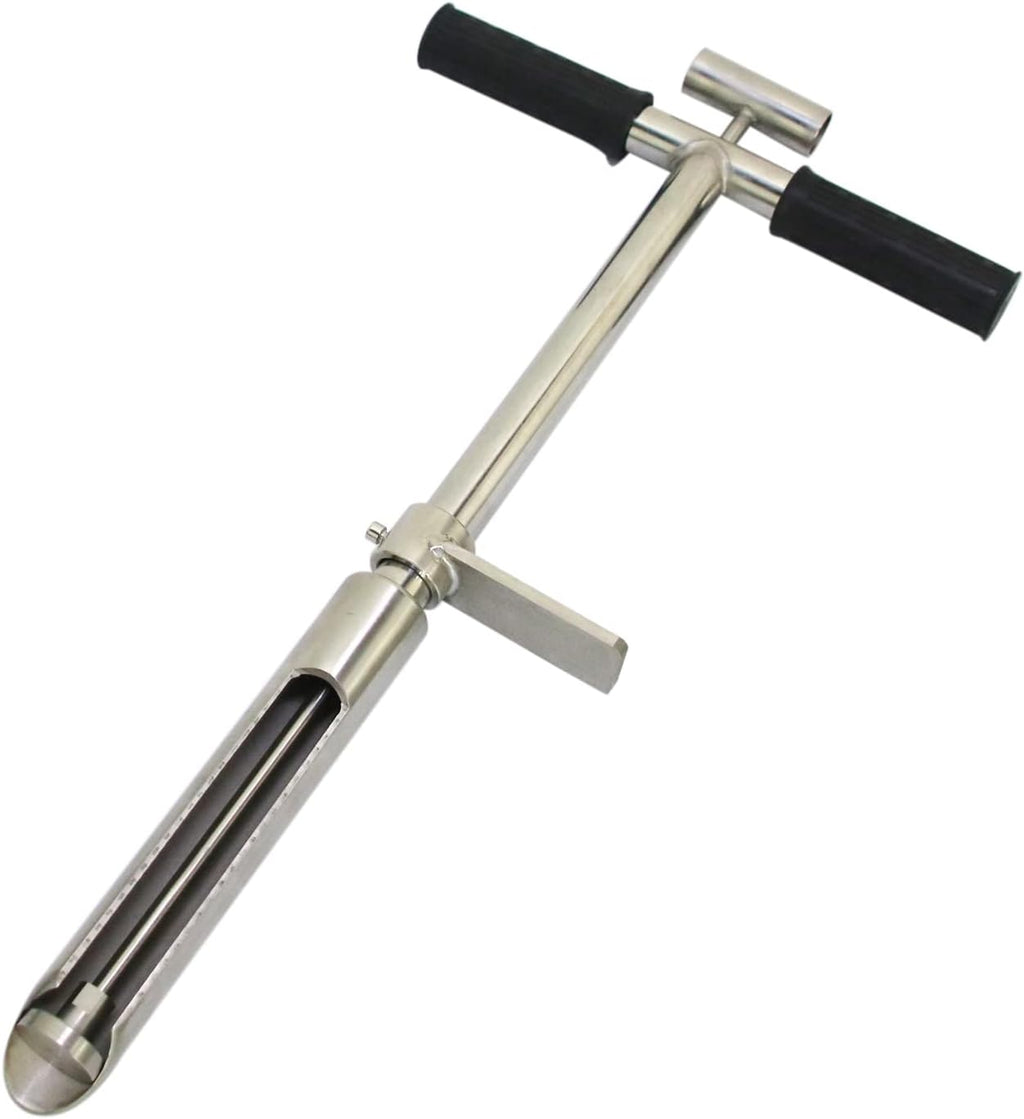 Soil Sample Probe 20” with Ejector and Foot Pedal,Soil Probe Stainless Steel T-Style Handle Soil Test Kit,Soil Probe