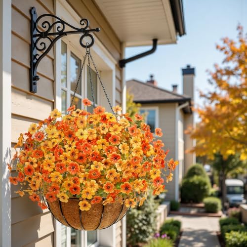Alupssuc 48 Bundles Artificial Fall Flowers, UV Resistant Faux Mums Porch