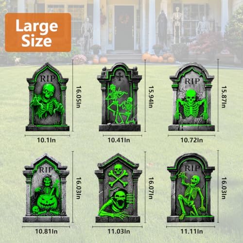 6Pc Halloween Glow in The Dark Skull Yard Signs Decorations Outdoor