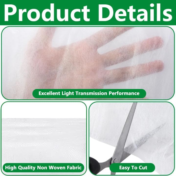 DECOHS 2 Pcs Plant Sun Protection Cloth, 30 x 10 Ft Garden Plant Shade Cloth, Non-Woven White Light Refraction Sunshade
