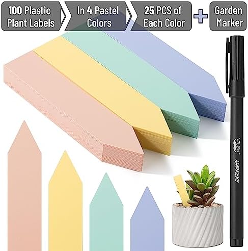 Mr. Pen- Plastic Plant Labels, 100 Pcs, 4“, Pastel Colors Plant Markers