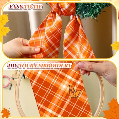 VitalCozy Fall Check Wreath Sash for Front Door