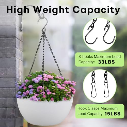 180”Metal Hanging Chains with Hanging Basket Hooks Set,Black