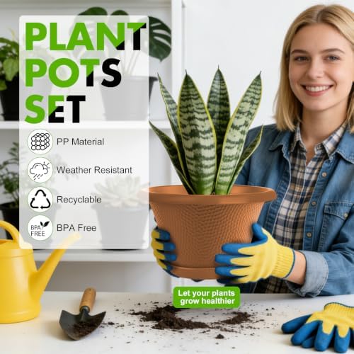 Quarut 12 Inch Pots for Plants,4 Pack Large Flower Pots with Saucer
