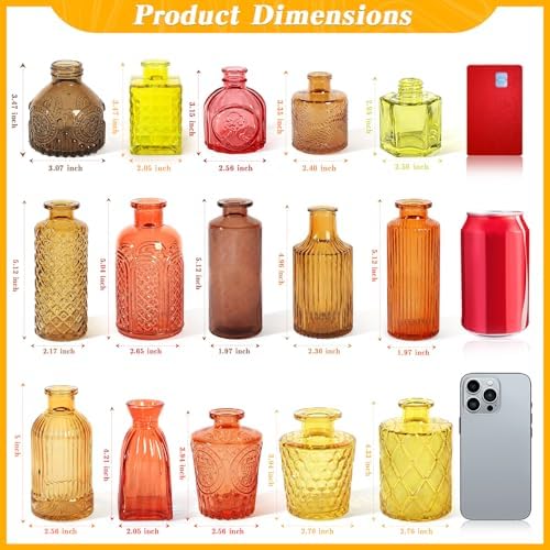 Set of 30 Gold Glass Bud Vases Small Textured Flower Vases