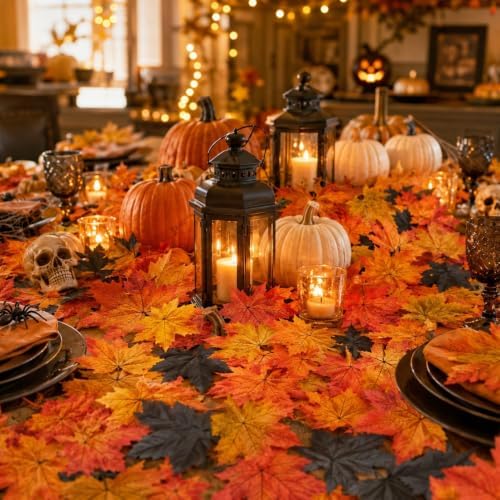Fake Leaves 3.4 inch Fall Leaves Decor for Halloween Thanksgiving