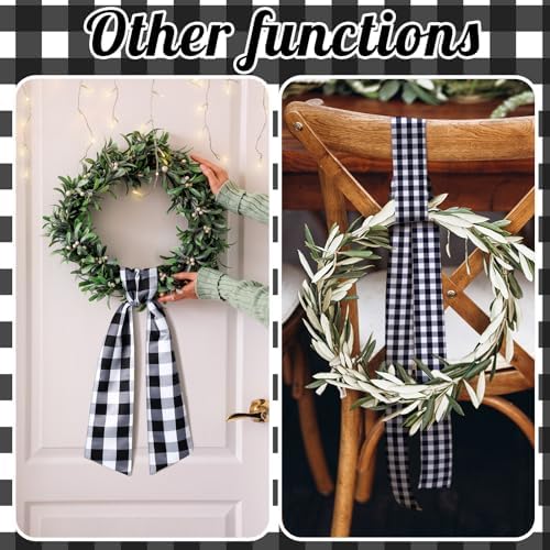 VitalCozy 2 Pcs Wreath Sash for Front Door, Plaid