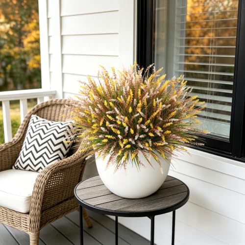 12 Pcs Fake Fall Plants Artificial Monkey Grass for Outdoors Porch Decor