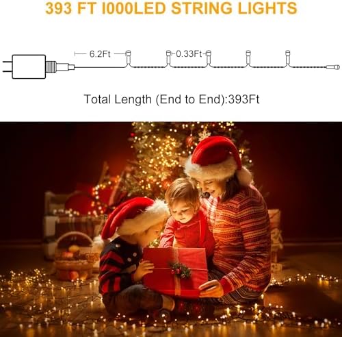 HAILI XMGQ 1000 Led Christmas Lights Outdoor, 8 Lighting Modes Waterproof