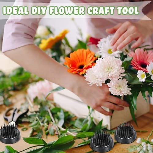 Sliner 16 Pcs Floral Frogs Round Flower Holder,Black,1.34 Inch