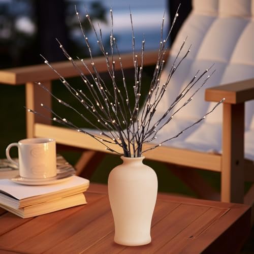 MENCH 3 Pcs*2 Twig Lights, Portable Battery Holder & Batteries Included, Lighted Branches for Vase, USB Plug-in Prelit Twigs, 60 Warm White LED Indoor Decor Lights