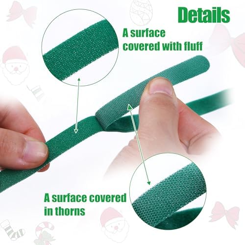 80 Pcs Christmas Garland Ties Garden Plant Cable Straps Adjustable Holiday Garland Ties Reusable Green Nylon Hook for Christmas Tree Wreath Stairways Banister Railings Decoration