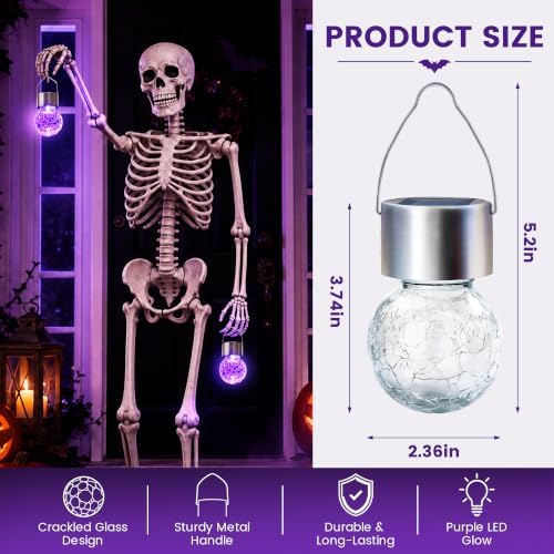 GIGALUMI Halloween Solar Lights Outdoor Solar Hanging Lanterns Outside 12PC
