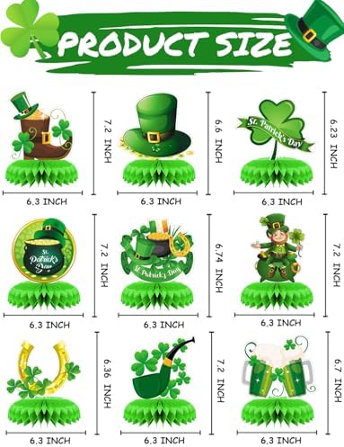 9Pcs St Patricks Day Table Decorations, Green St. Patrick's Day Centerpiece