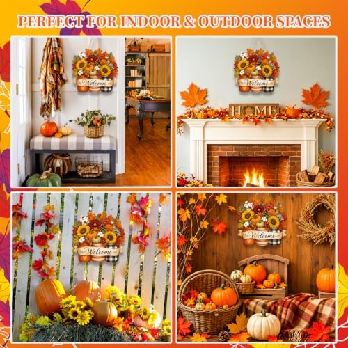 Fall Door Sign Wooden Floral Fall Door Decor for Autumn Decor