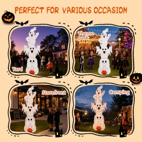 3 Pack 7FT Giant Halloween Decorations Outdoor Light Up Ghost Decor