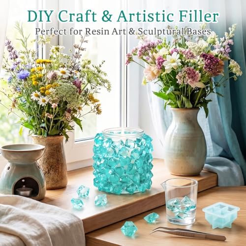 160 Pieces Lake Blue Acrylic Fake Ice Rocks, Vase Fillers for Table Scatter