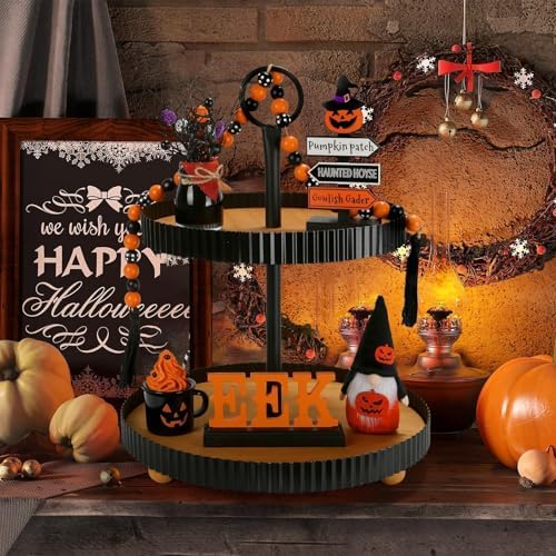 Halloween Decorations 6 PCS Farmhouse Spooky Tiered Tray Decor Set