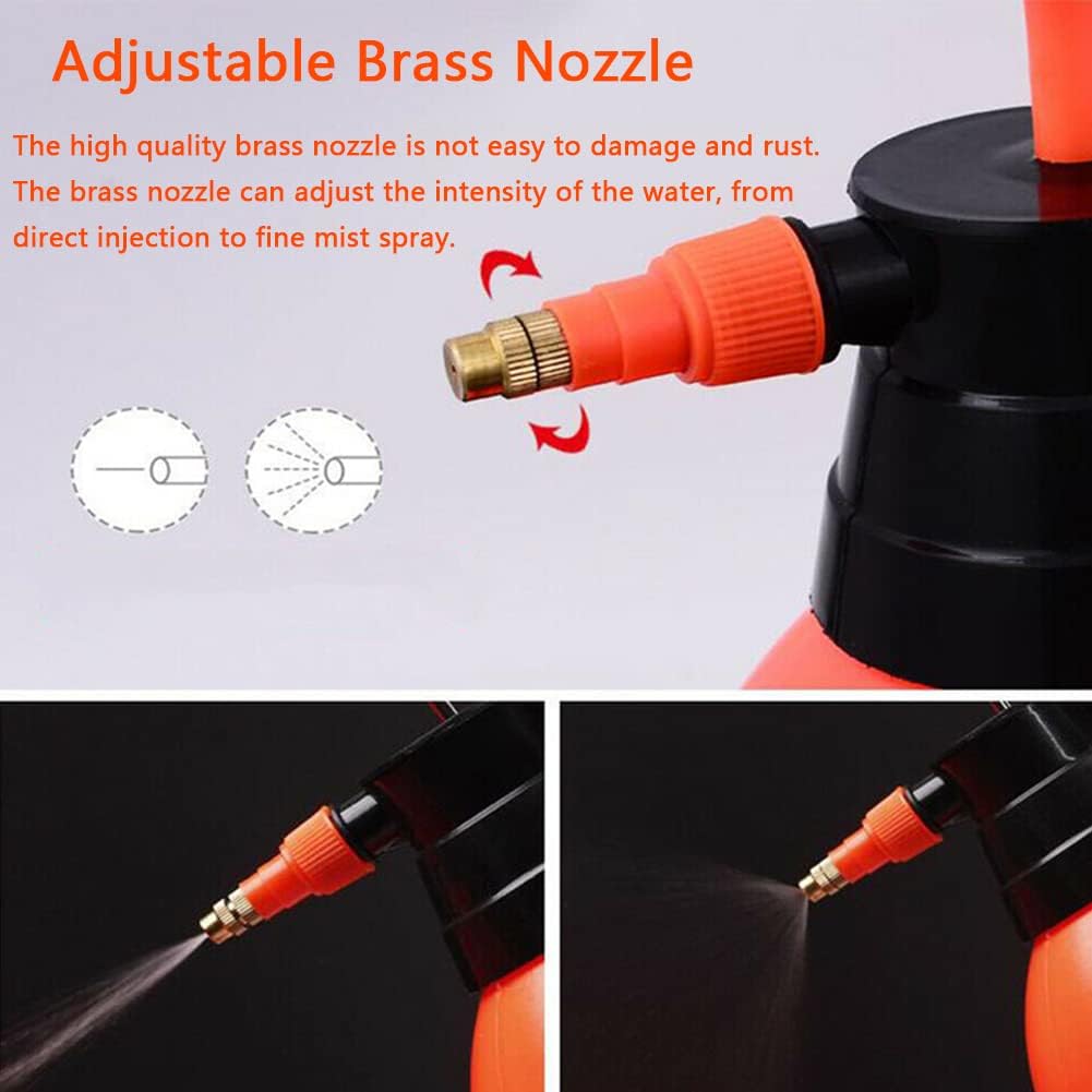2 Pcs Garden Pump Sprayer, 0.5Gallon/68oz Hand-held Lawn Pressure Orange Spray Bottle with Adjustable Nozzle (FKM