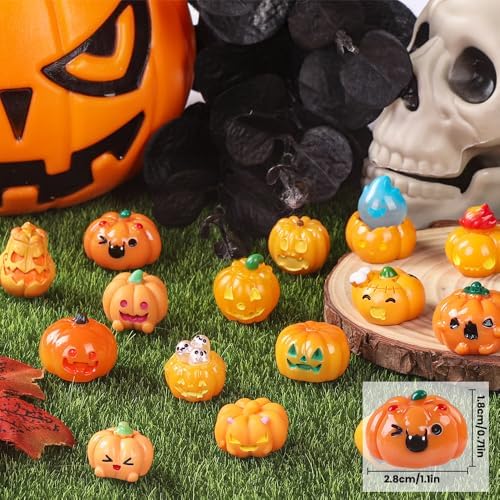 DIYDEC 24pcs Halloween Mini Pumpkins Toys Miniature Resin Figures Decor