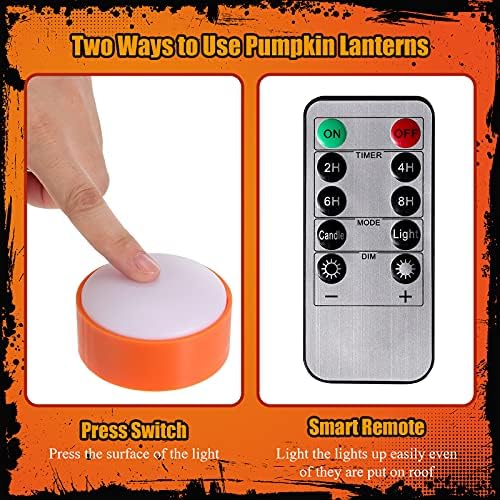 Riakrum 6 Pack Halloween Pumpkin LED Lights, Orange