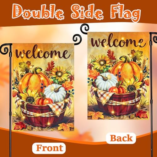 Thanksgiving Garden Flag, Maple Pumpkin, 12x18 In