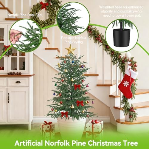 4FT Artificial Norfolk Pine Tree, 1pc Faux Potted Plants